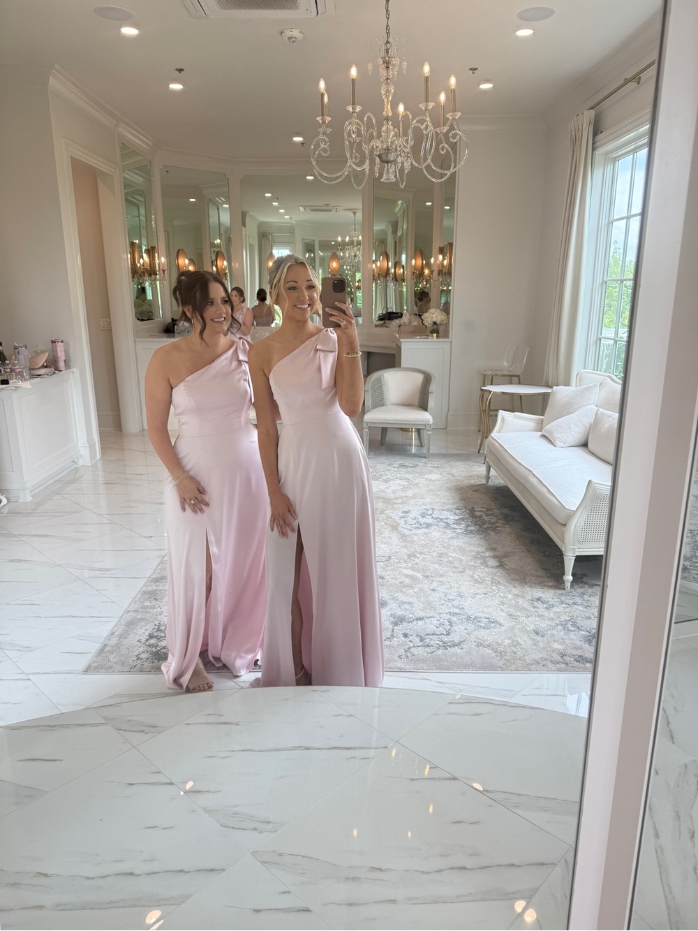 After Six One-Shoulder Pink Bridesmaid Dress